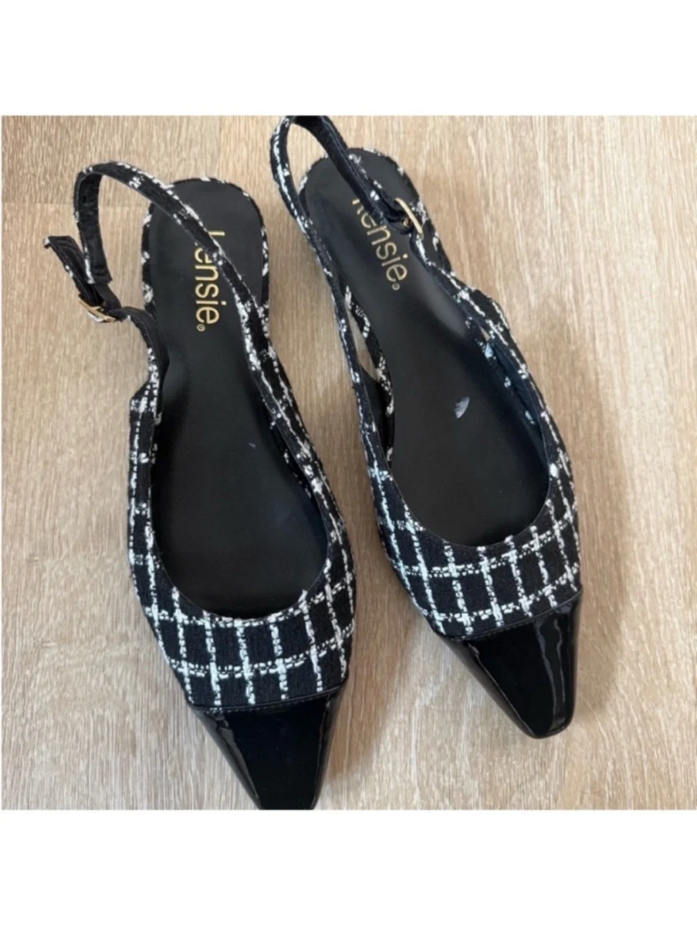 Kensie Black and White Tweed Women's Slingback Shoes NWOT size 8